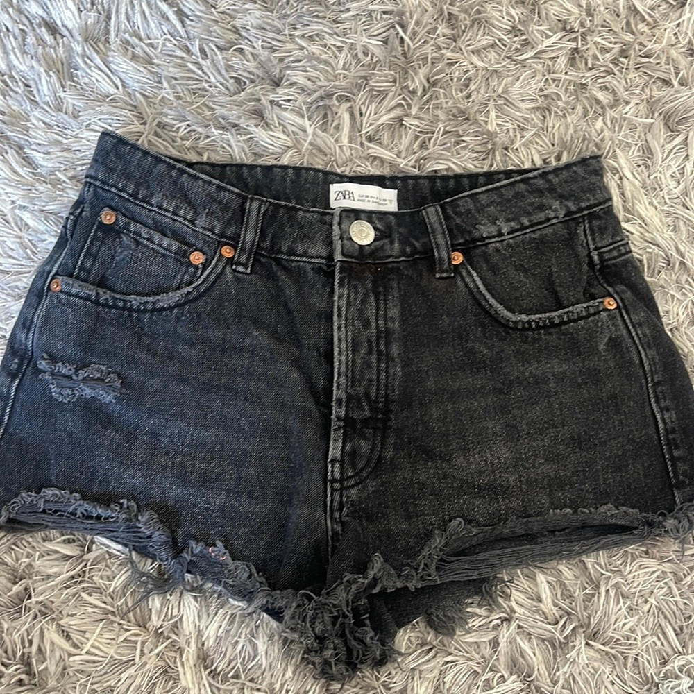 Zara black denim high waisted shorts